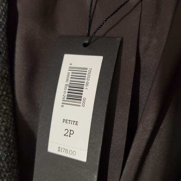 Banana Republic NWT Hack ing Wool Blazer Jacket Womens Size 2 Petite Gray White - Picture 10 of 13